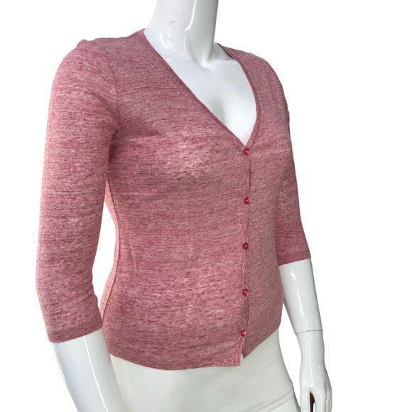 Majestic Filatures Womens Size 3 US M Deluxe Tee Shirt Cardigan Linen V Neck - Picture 10 of 15